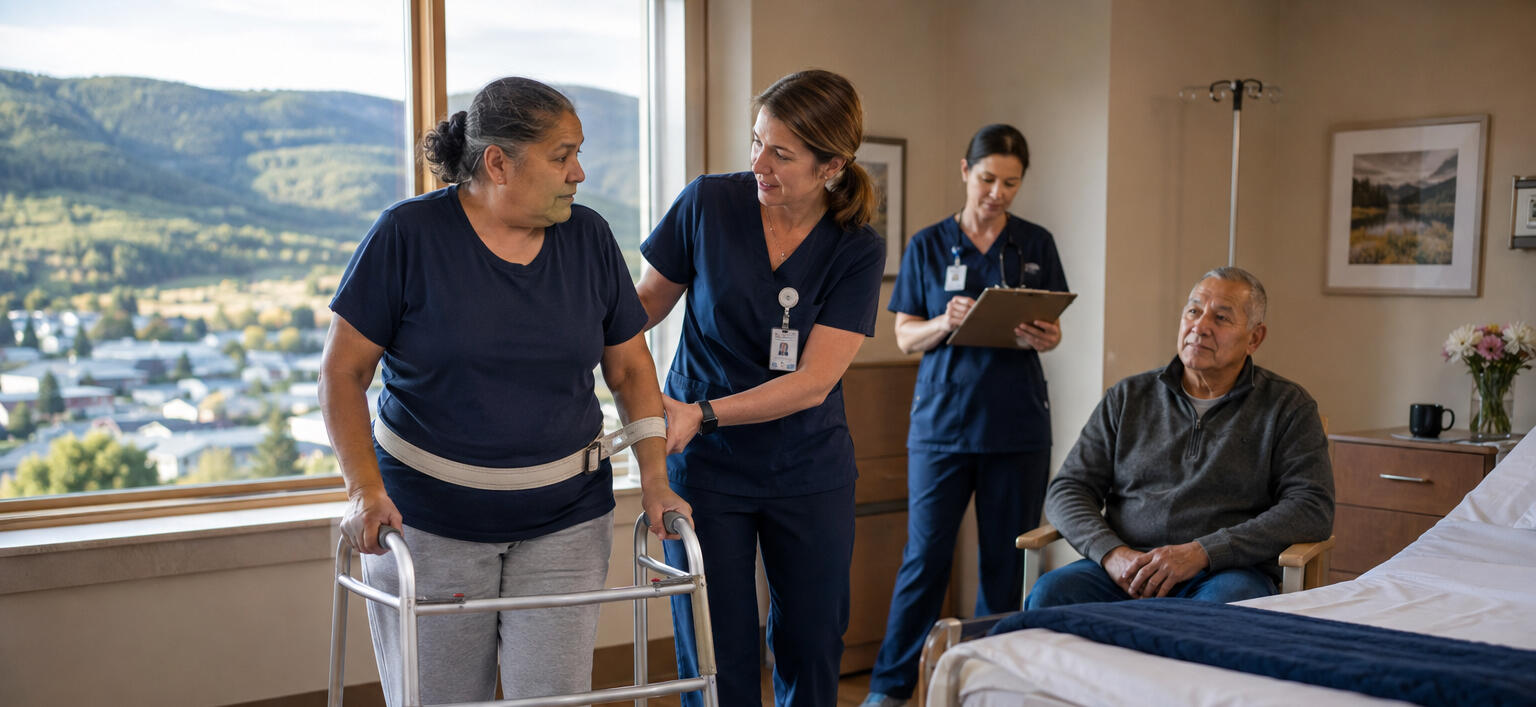 Clinicians supporting older adult patients during inpatient recovery at a rural hospital